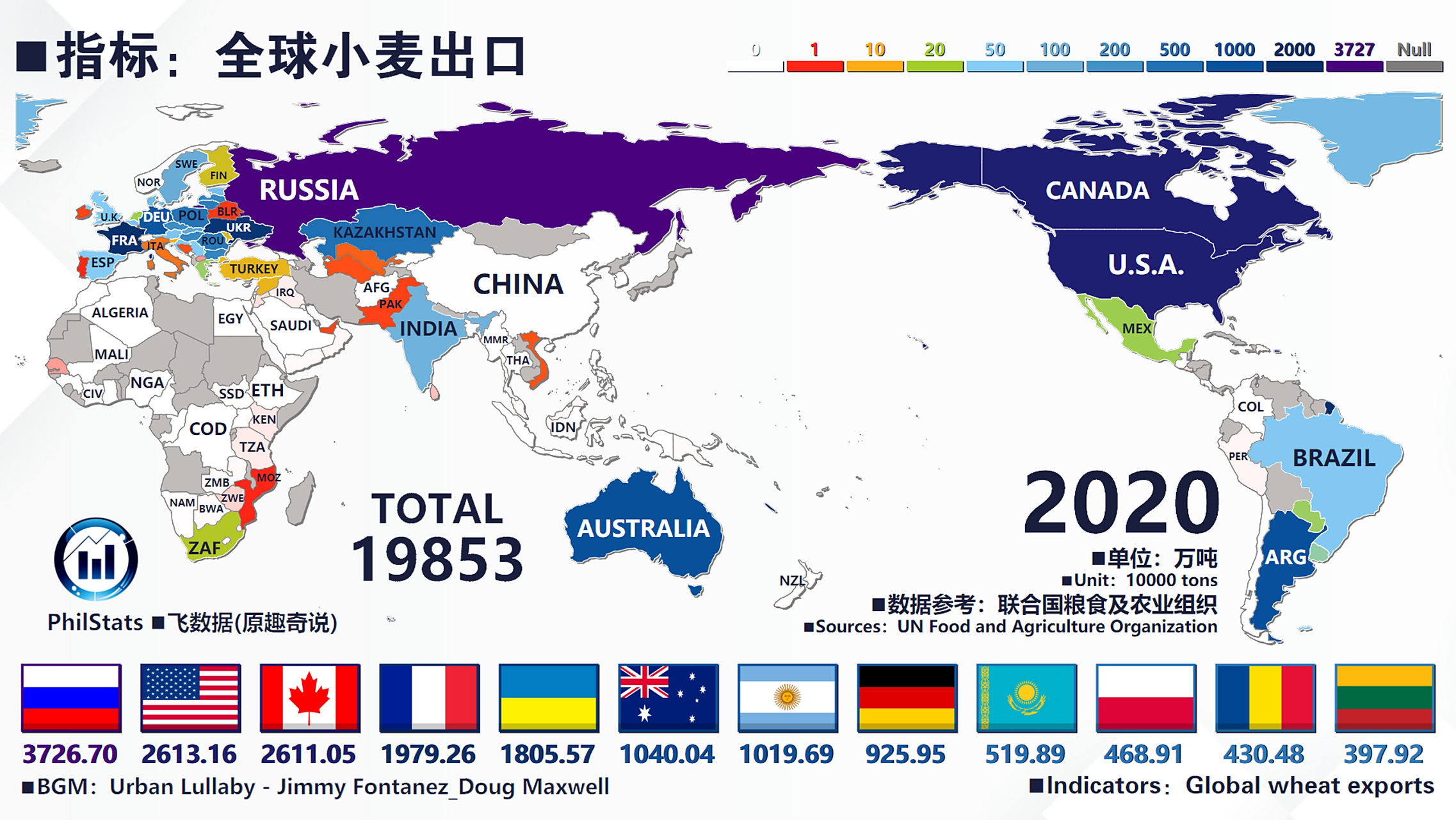 全球小麦出口地图