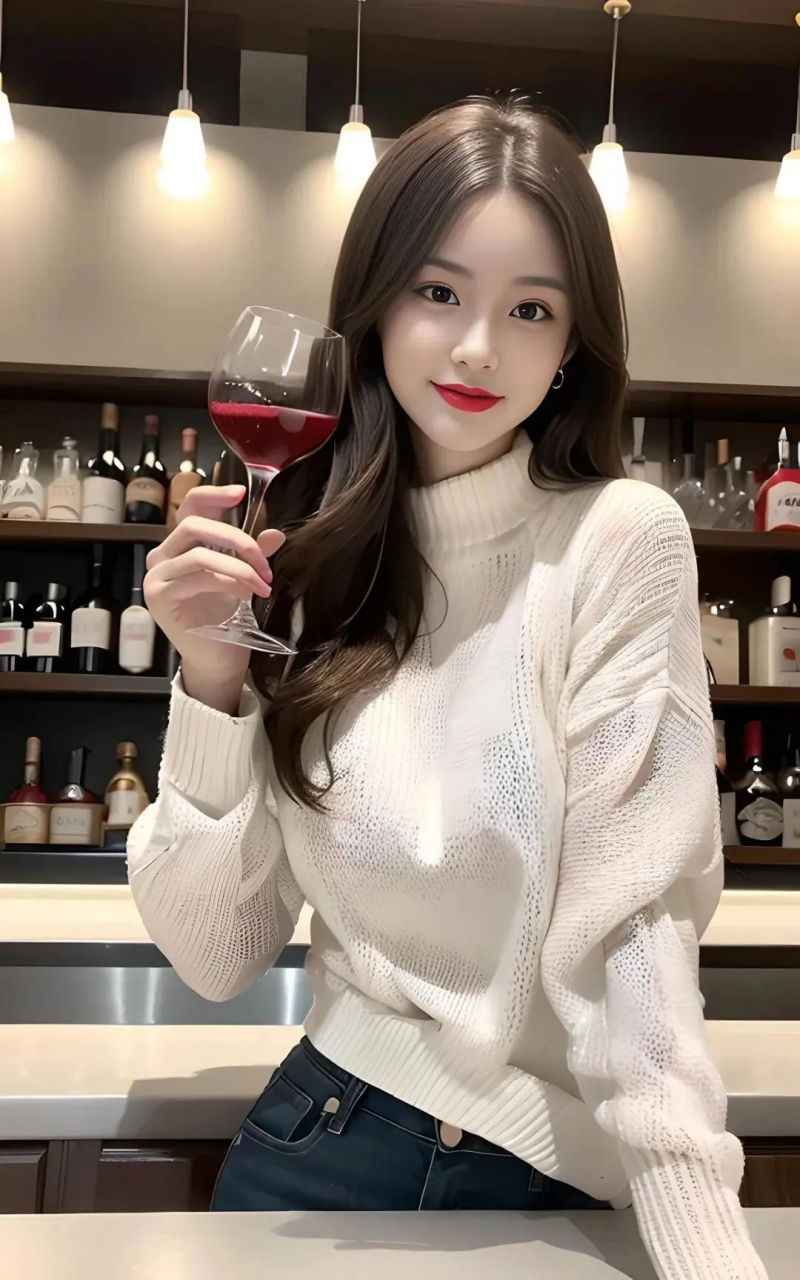 ai美图绘画|喜欢喝红酒的美女#美女# #养眼美女