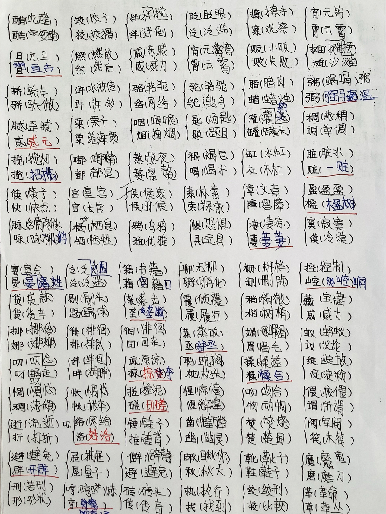 包含小学语文形近字辨析（易错50组）的词条