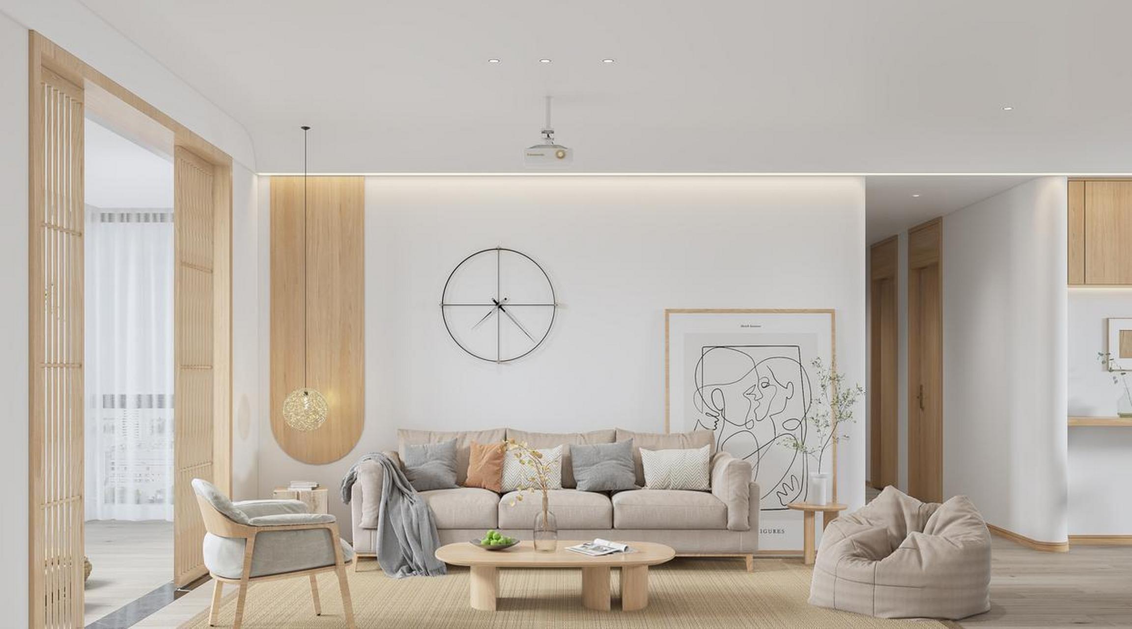 简单舒适的日式风客厅设计效果图.  你喜欢这样的装修吗?