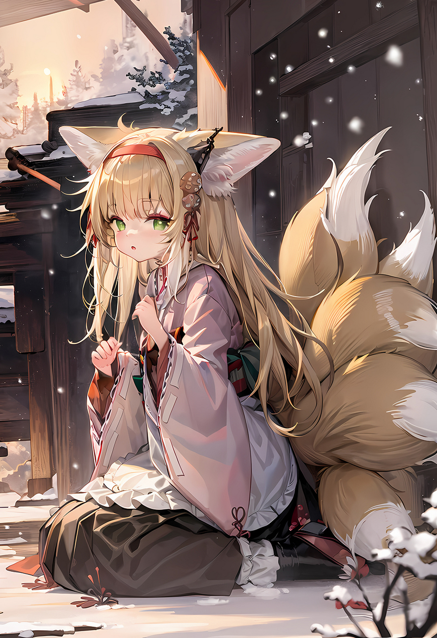 可爱的九尾狐娘[期待][期待]  #二次元##ai绘画