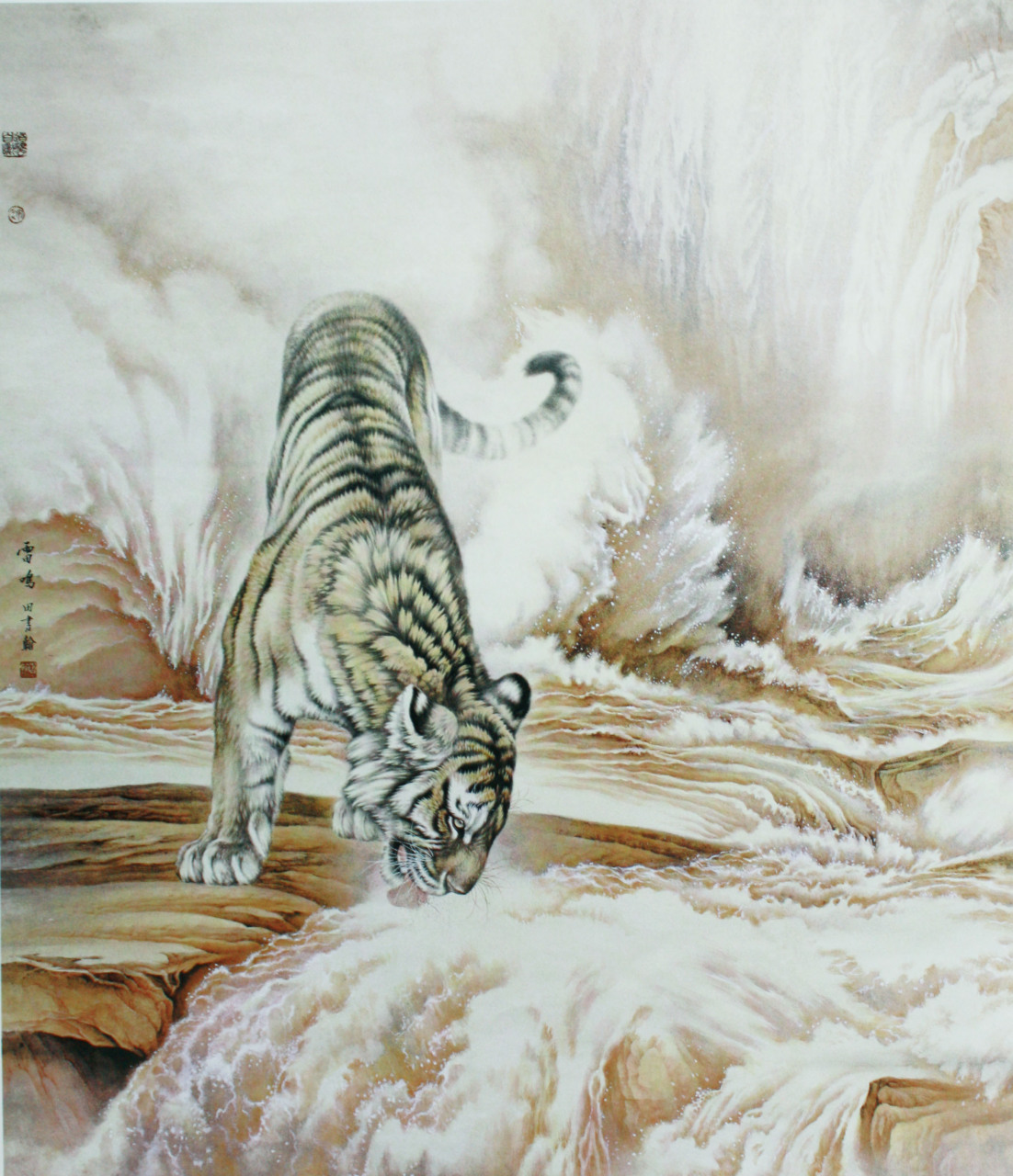 高清:田书翰老虎#工笔# #工笔画# #最美工笔画