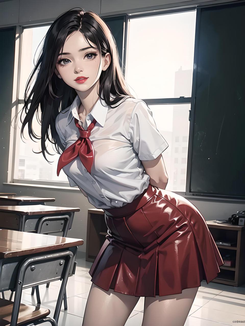 身着一件洁白的衬衫,二次元校园女生的形象,在这一刻展现得淋漓尽致.