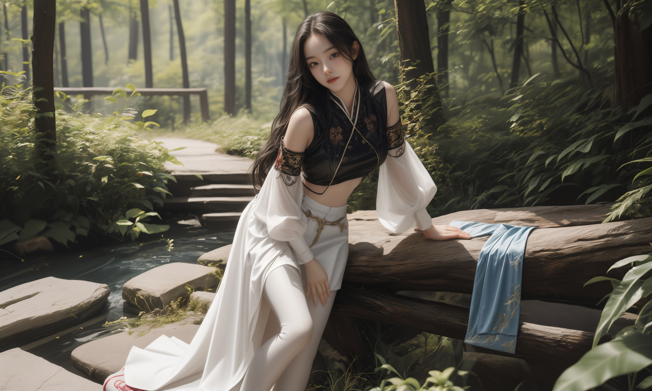 ai美女壁纸# 每日ai美女秀	这款夏季清爽版汉服采用了轻薄透气的昧舷