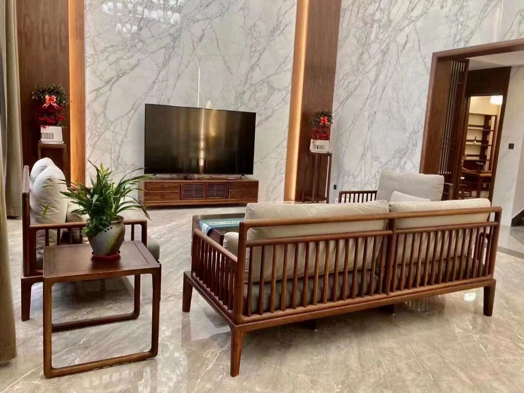 东家家具黑檀木原木沙发皮艺沙发客厅现代轻奢实木沙发新中式家具