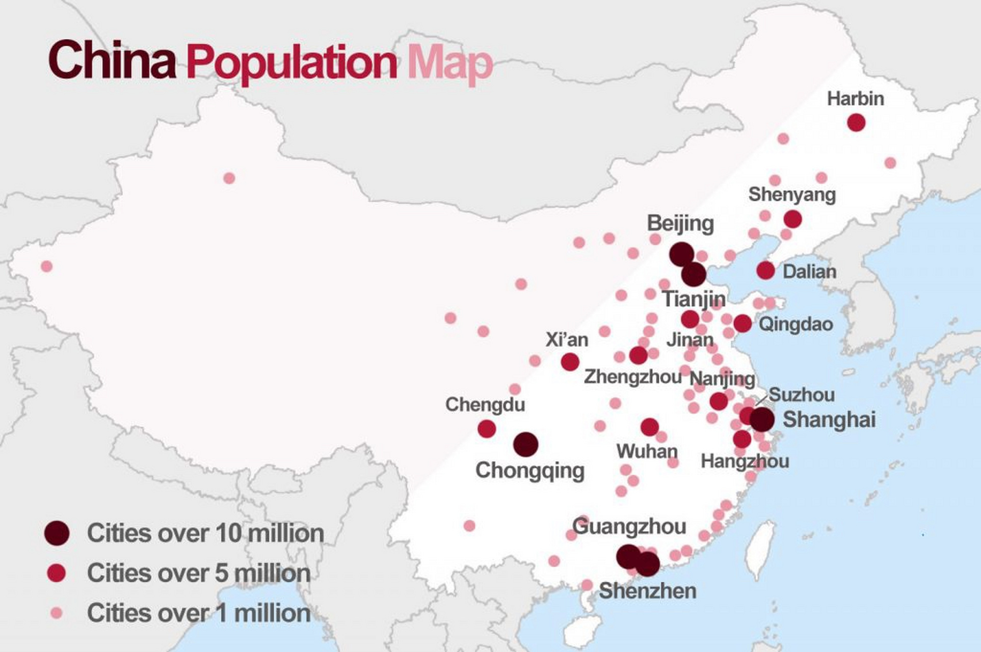 這張圖很好地展現了中國東西南北六個超大城市!