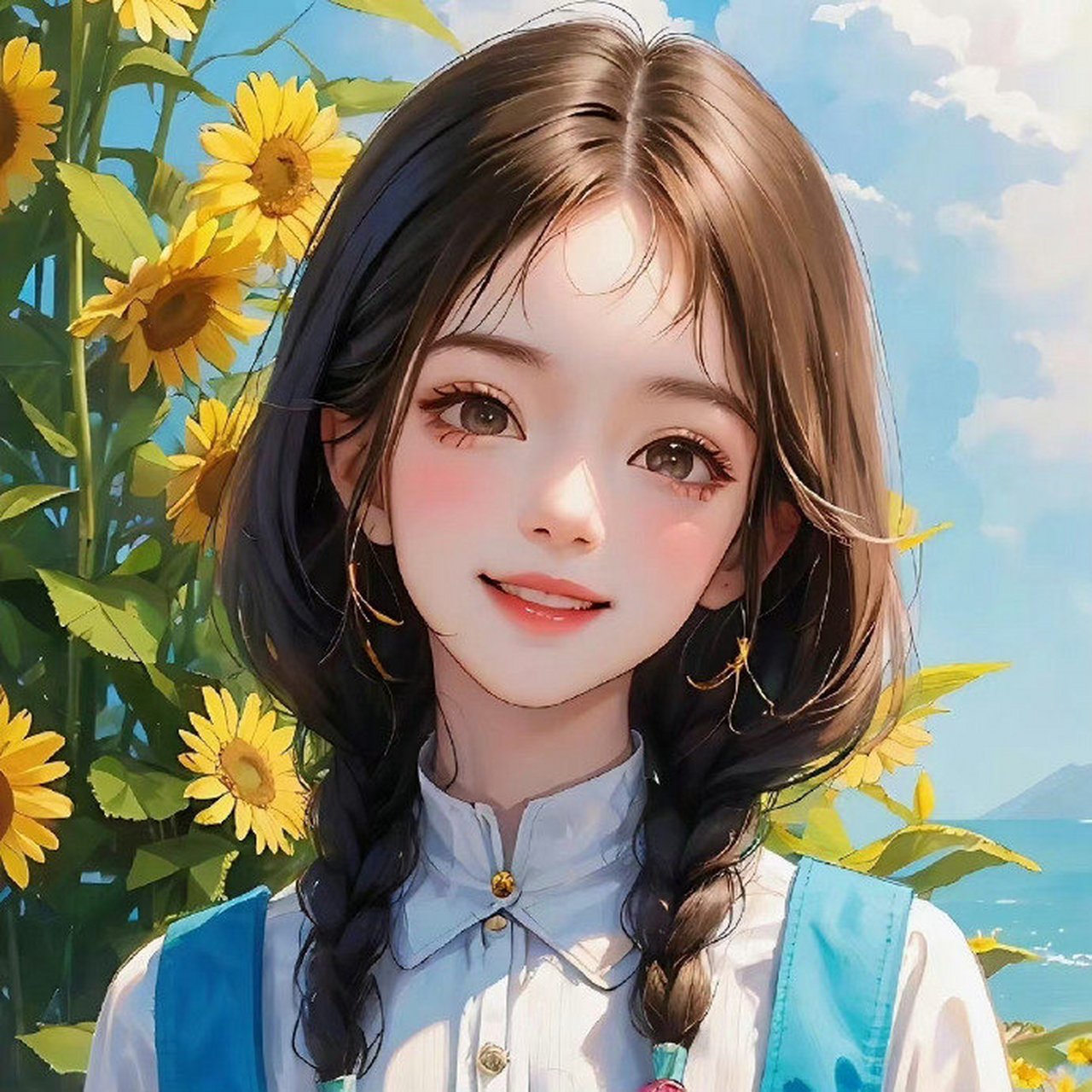 ai绘画# 可爱元气阳光少女美女头像分享