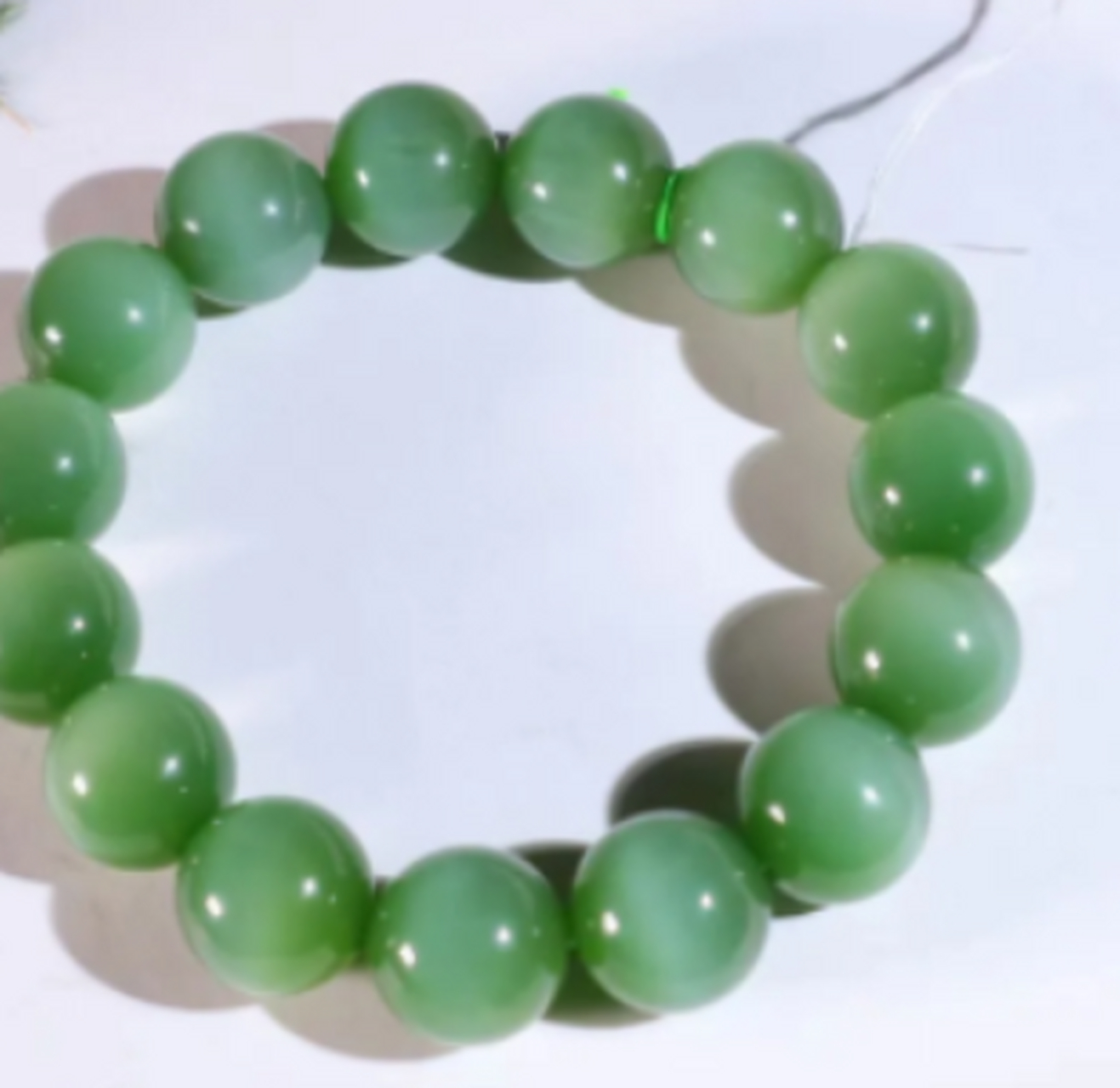点击头像看直播##和田玉#和田玉碧玉粉绿猫眼料手链手串,俄碧老料