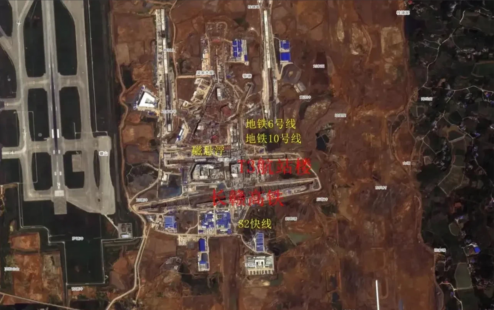 长沙黄花机场的建设速度还是蛮快的,目前新航站楼的地基已经差不多了