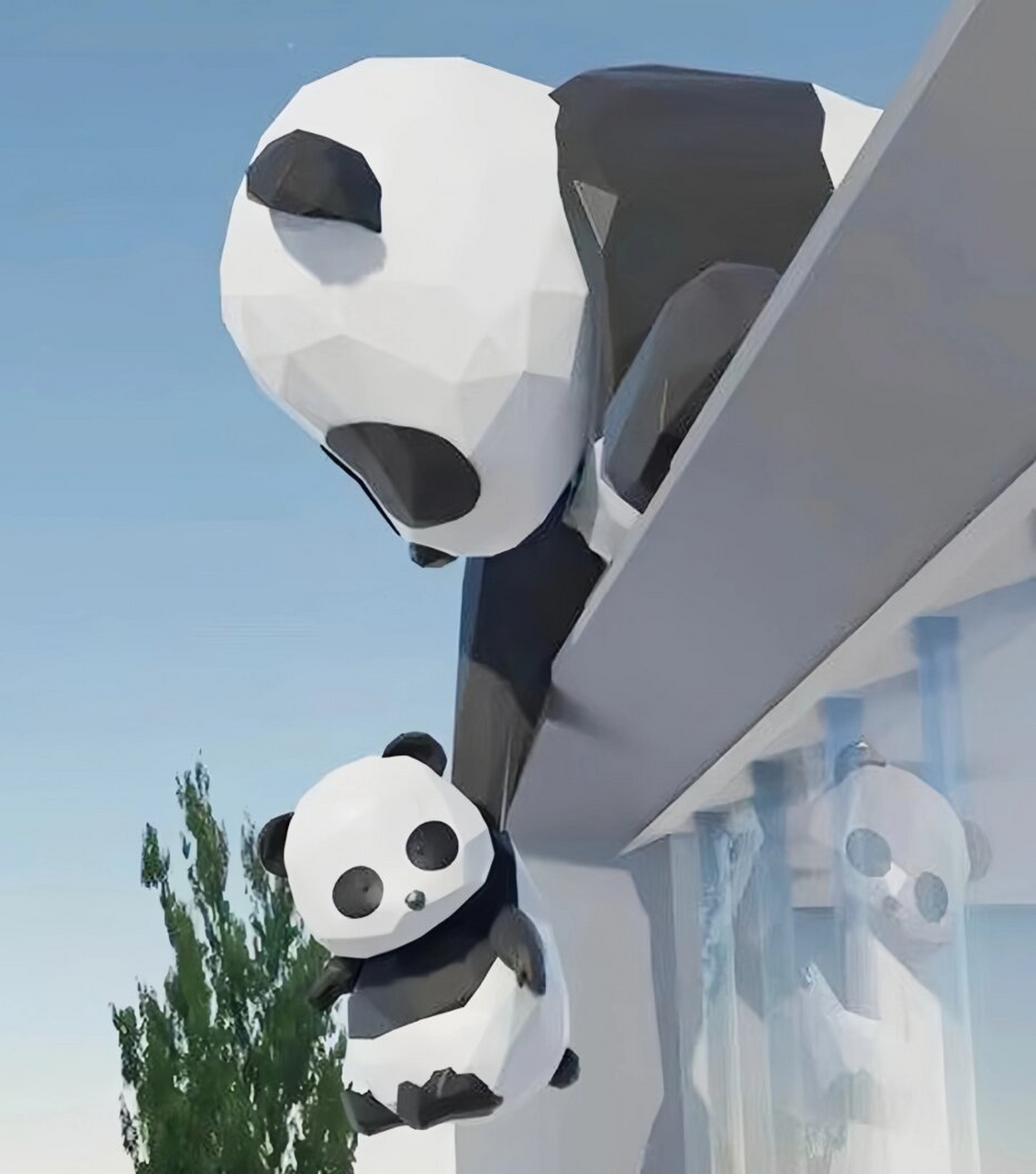 网红几何爬墙熊猫   这只熊猫真的不一样!