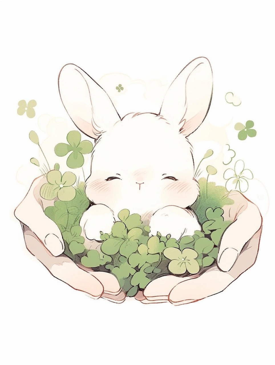 兔兔,幸运草兔宝宝  希望兔兔今年有好运