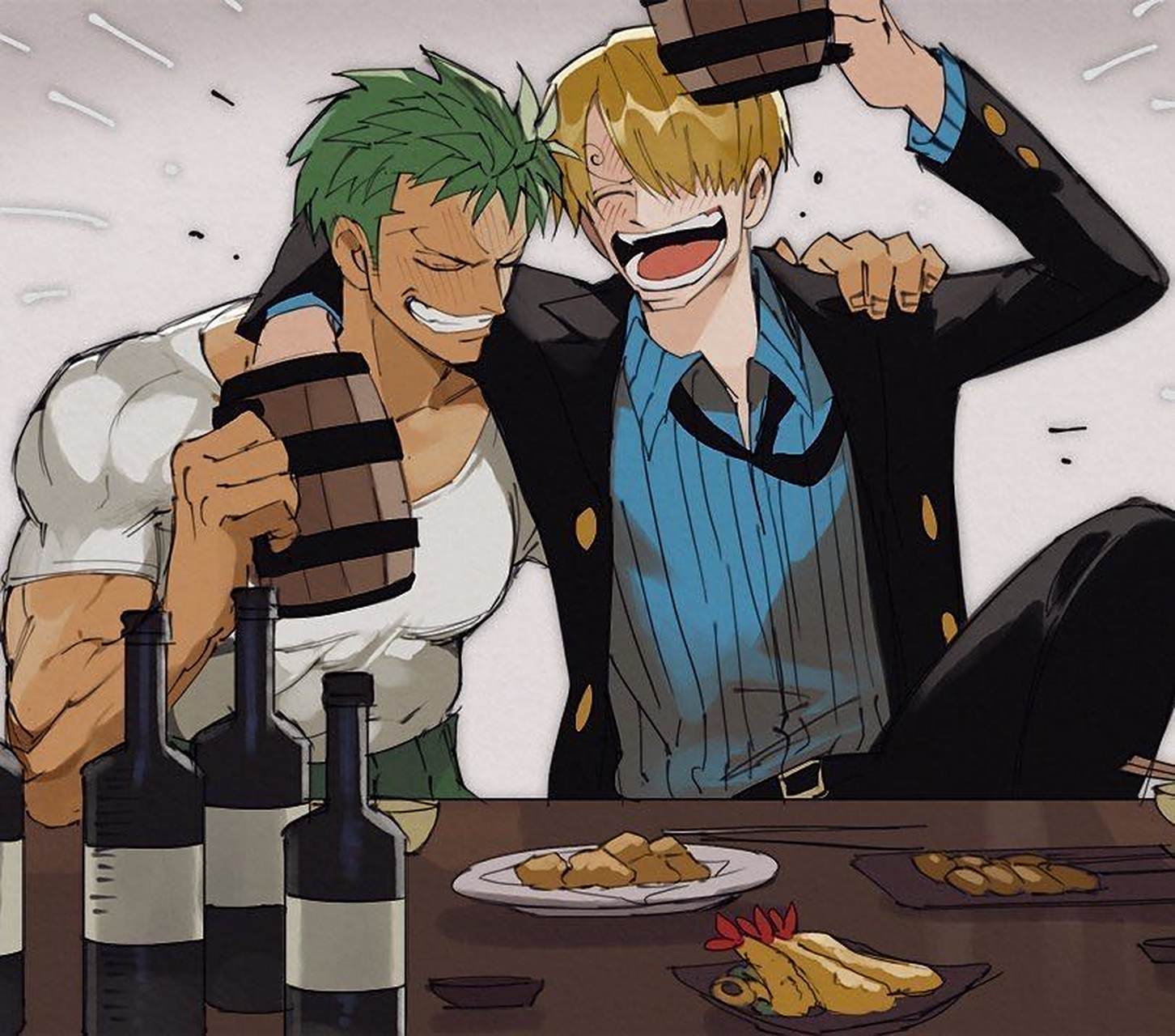 海贼王#   山治和索隆,两个人的笑容莫名有点甜  twi:nori31291404