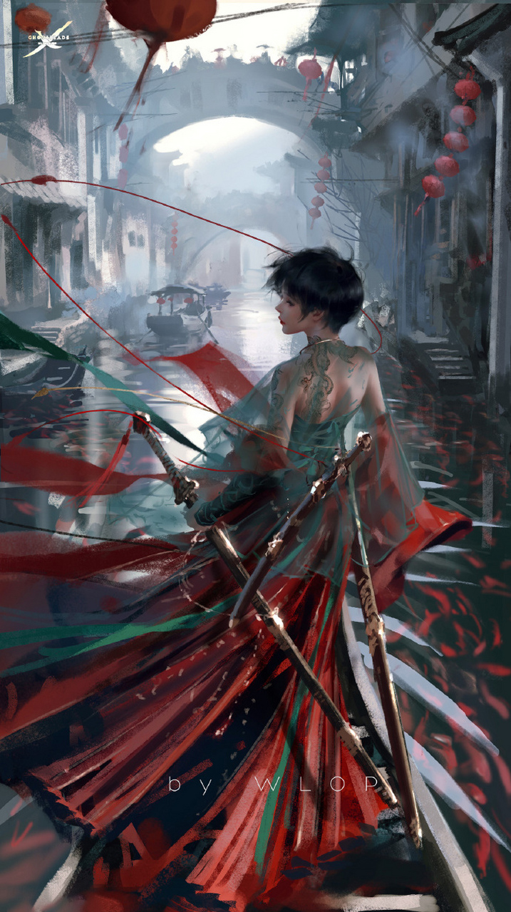 《鬼刀》漫画里最有中国风的两位美女,花魁姐姐雨儿,剑姬妹妹小绿.