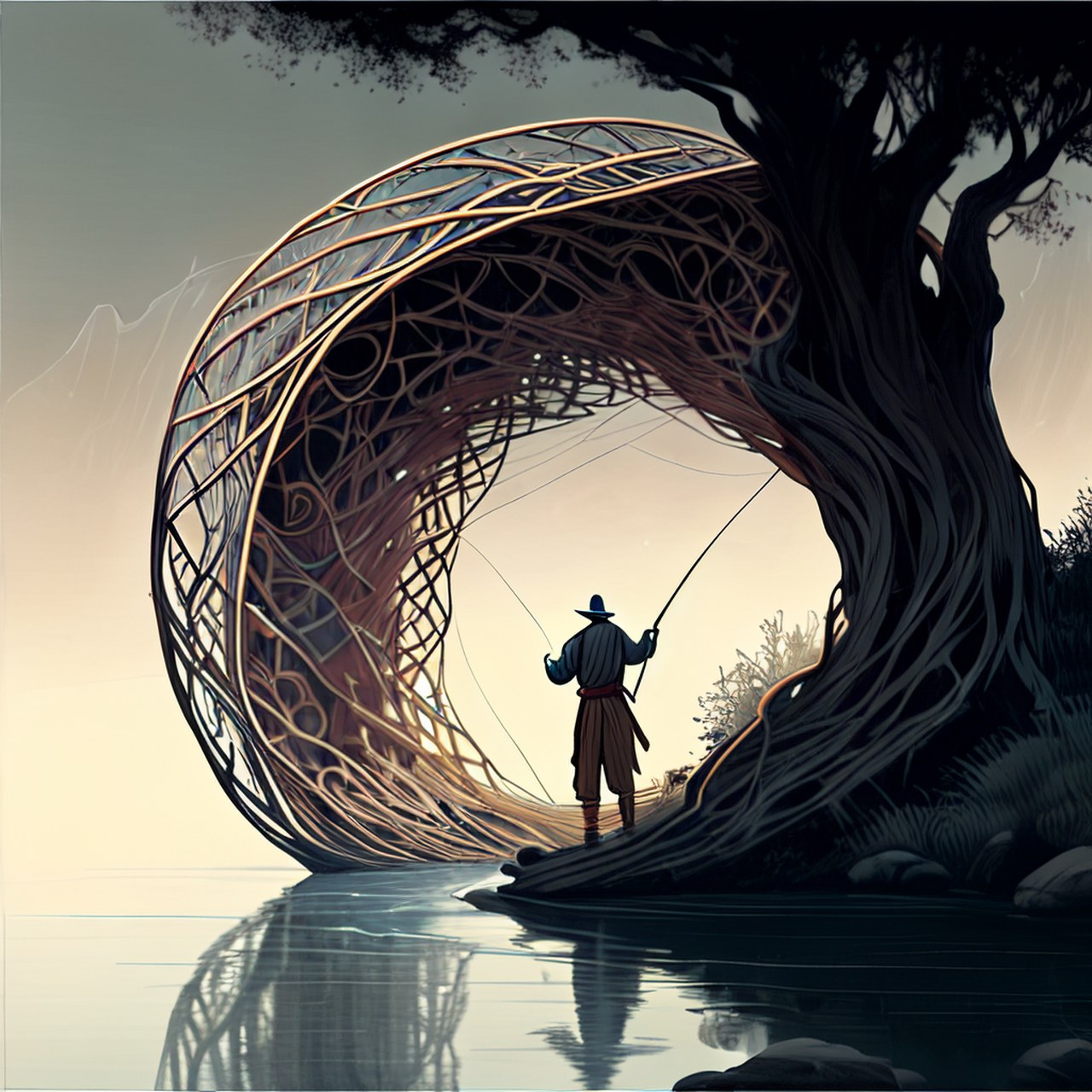 寄语阿溪垂钓处,莫教闲却一丝风.意境,典雅,宁静#百度ai绘图黑科技