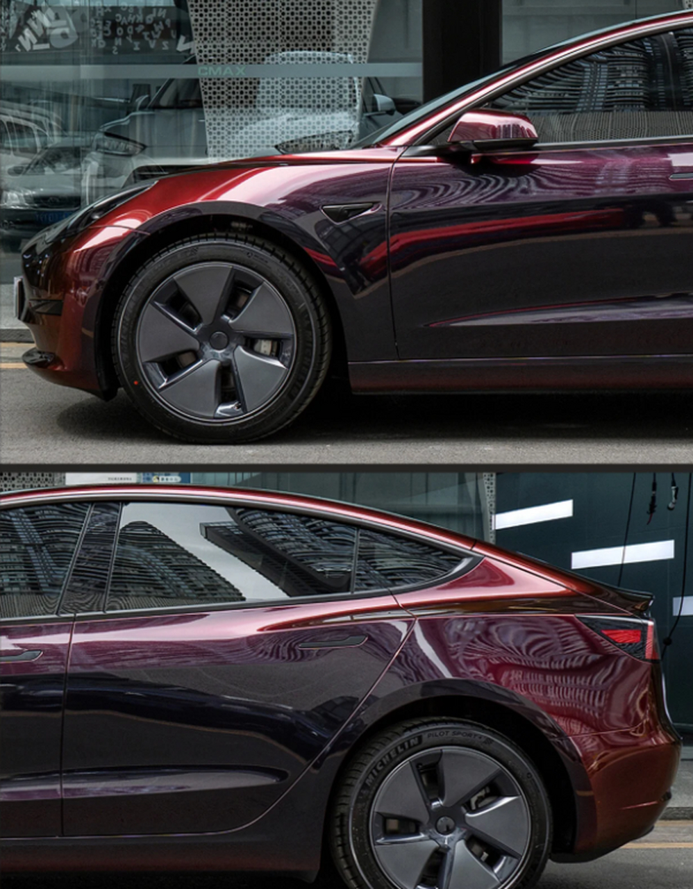 特斯拉改色膜的黑红渐变:让人过目不忘的独特魅力 这款特斯拉改色膜