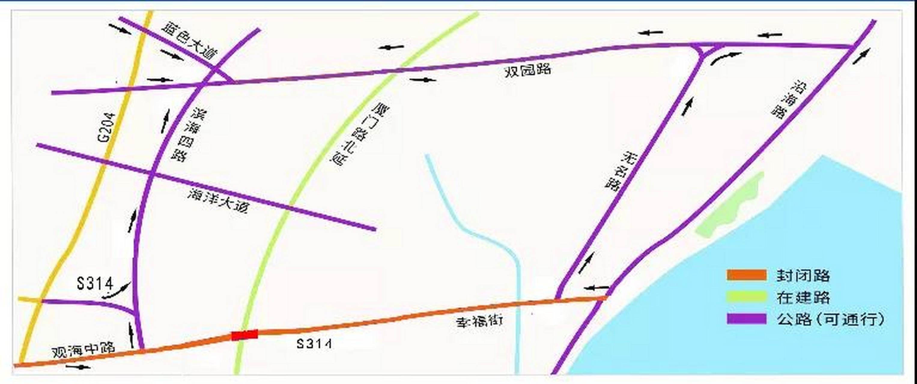 本地新鲜事 日照s314封路公告 s314省道与厦门路路口交会处工程段将