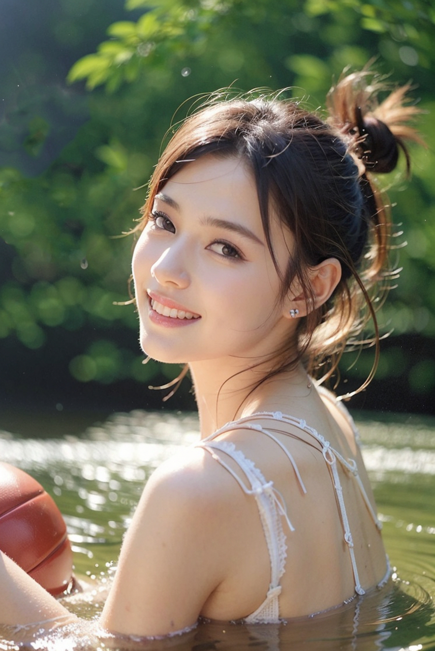 甜美清纯系少女人像写真集,夏季泳池清凉拍摄,尽显可爱娇美的魅力