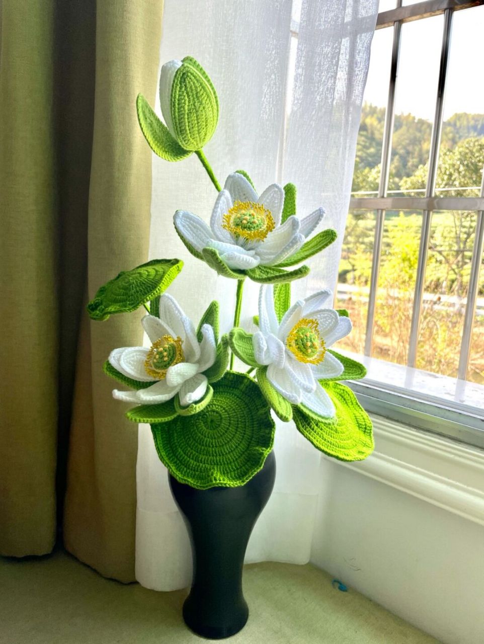 手工编织荷花盆景 真的好脱俗!气质棒棒哒
