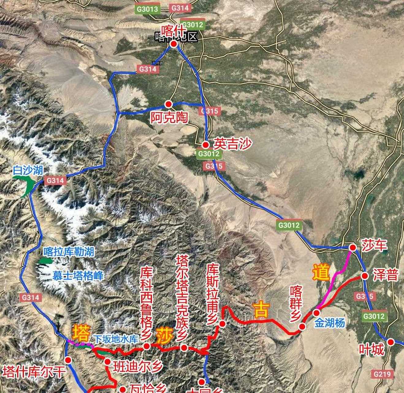 補發一張塔莎古道路線圖,也許對您自駕遊新疆南疆有幫助.