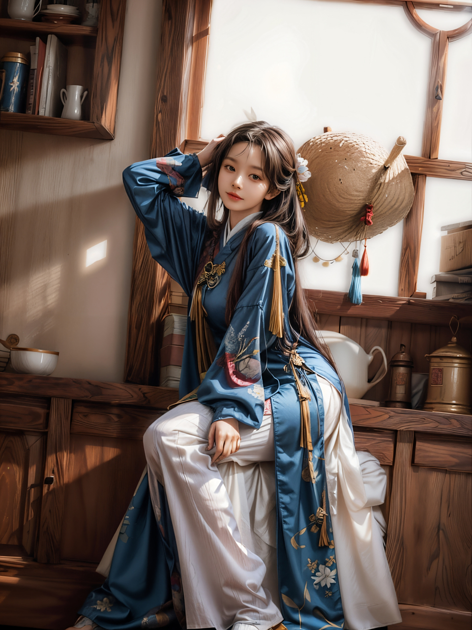 ai美女图片#每日ai美女秀	她身穿一袭水墨画般的