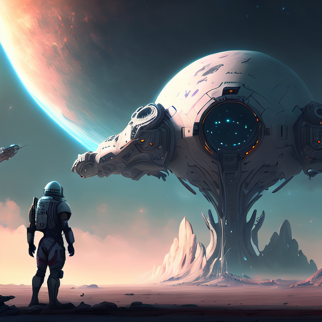 百度ai绘图黑科技#太空幻想概念ai画的如何?