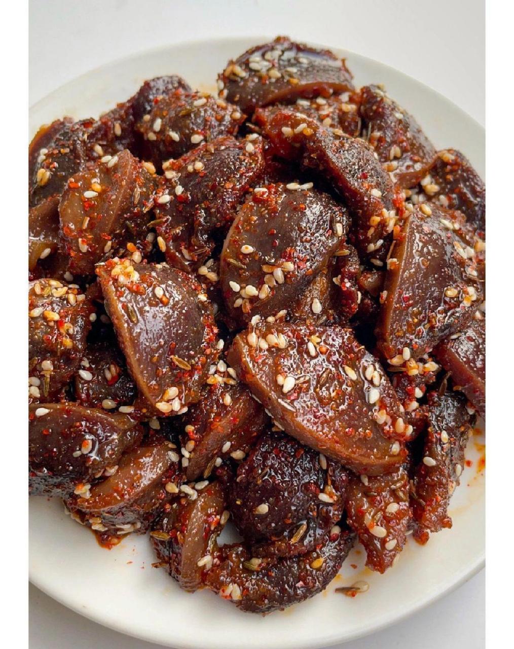 香香辣辣好过瘾哈哈 香辣孜然鸡胗! 做法标记在图片上了!