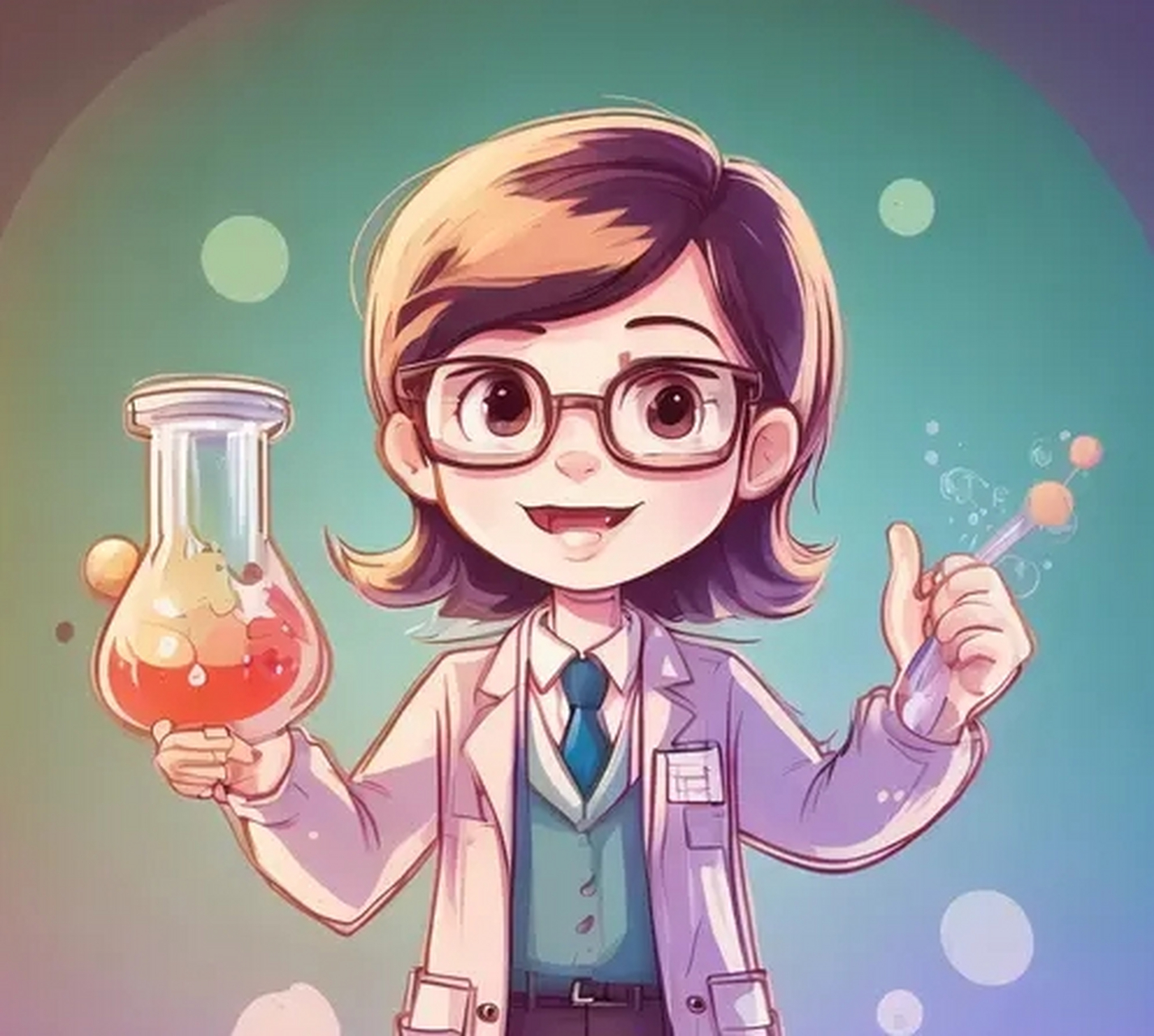 文心一言作画化学老师,q版,漫画风格.#百度世界生成未来