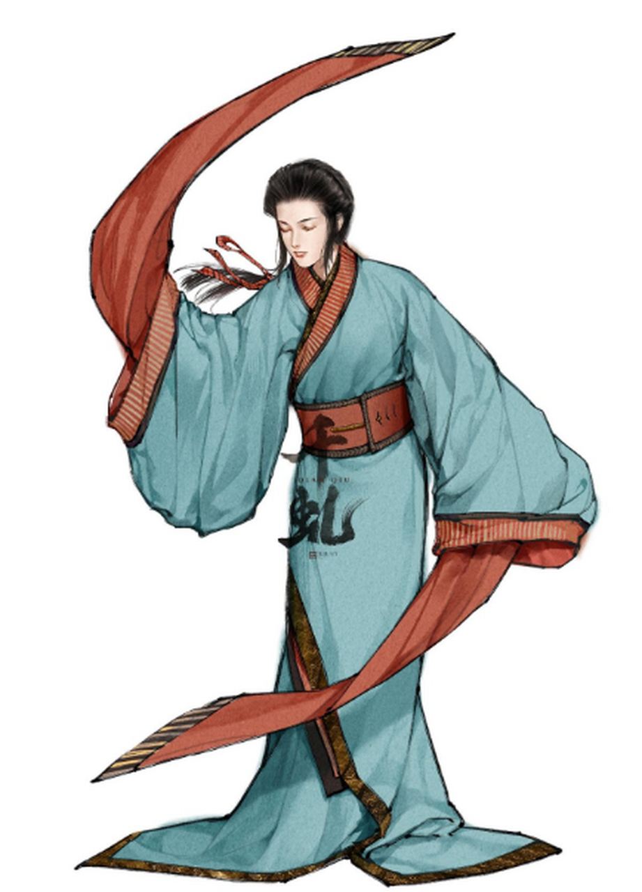 师"白人阿又"绘制的战国时期楚国女性服饰,根据江陵马山一号楚墓,沙洋