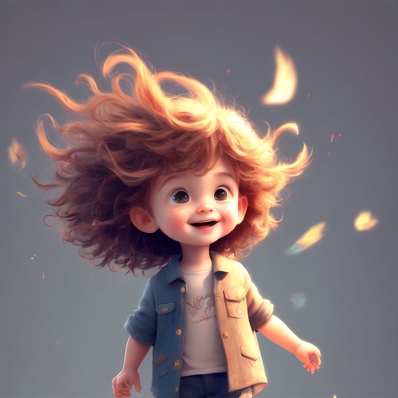 ai作画,可爱小男孩,爆炸头