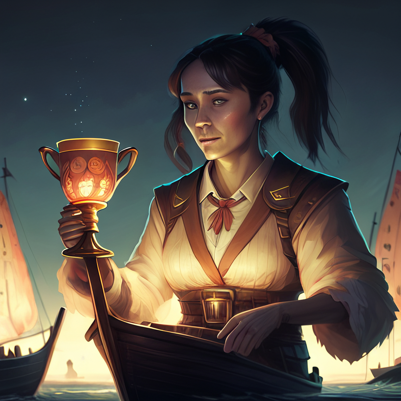 持杯问舟子,今夜宿谁乡.开阔,恬静,绚丽#百度ai绘图黑科技