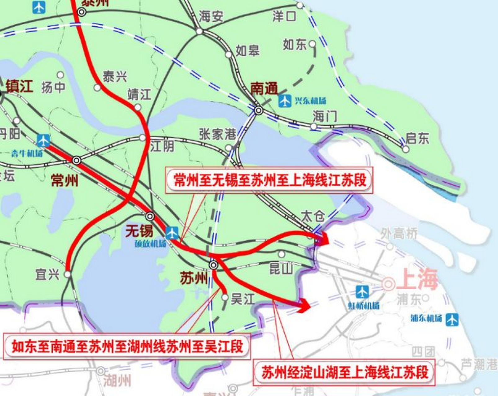 昆山发展建设:苏淀沪城际铁路  在江苏沿江城市群城际铁路建设规划