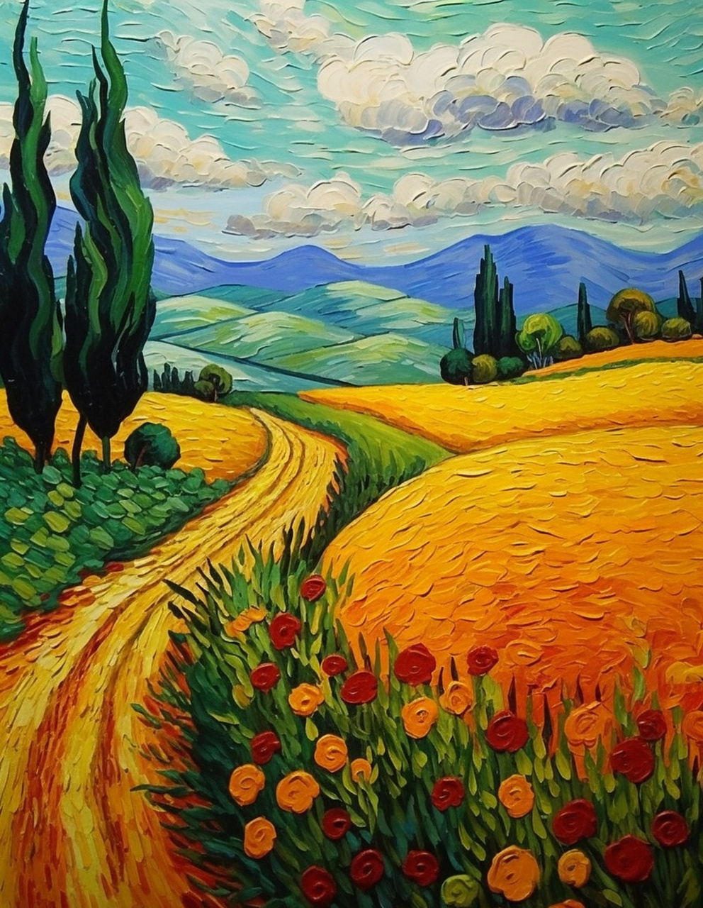 梵高油画风格--van gogh landscape  文森特·梵高,这位荷兰画家,以他