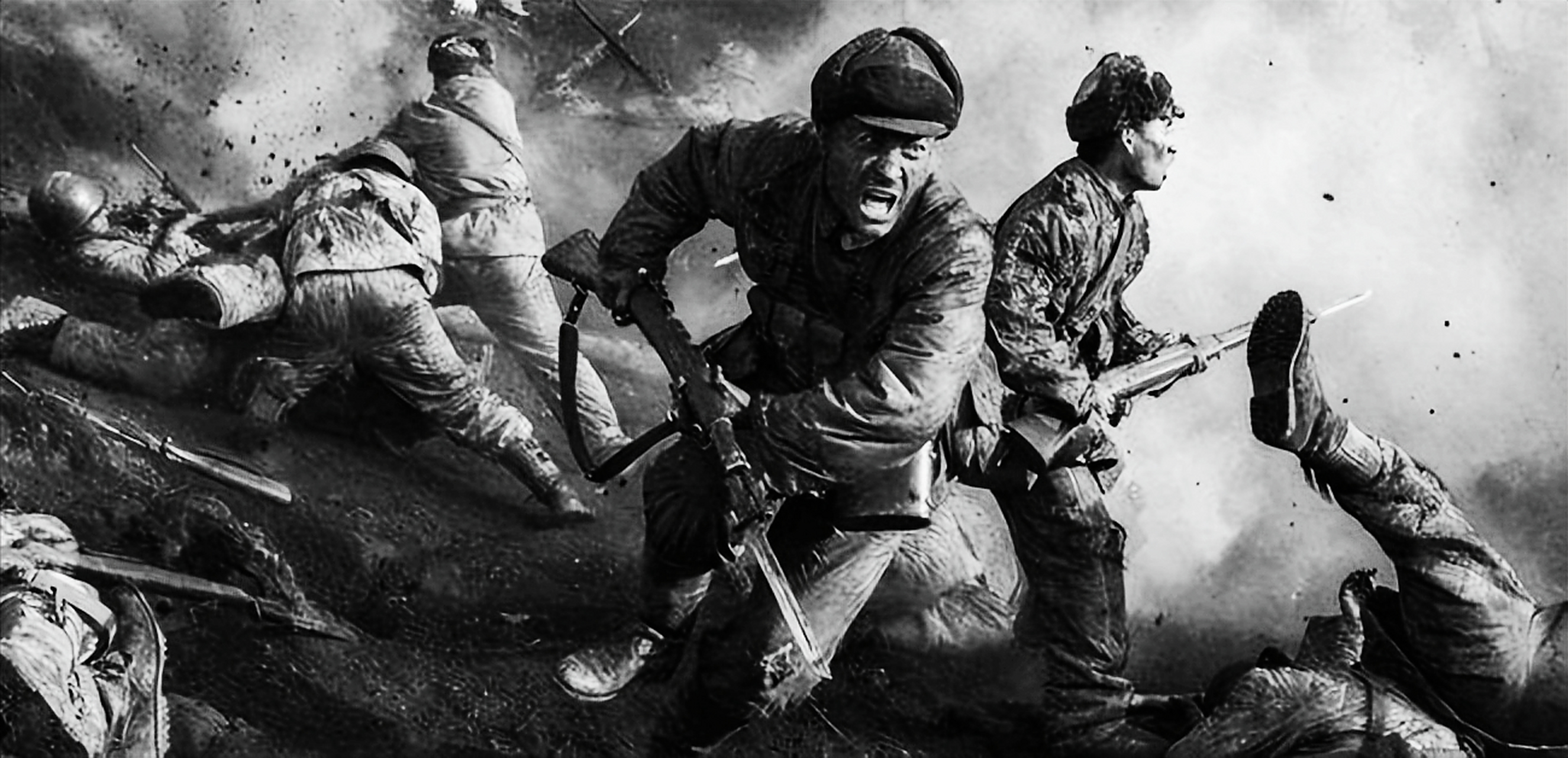 有一名志愿军战士负责给前线运送弹药,当他到达前线时,发现场面一片