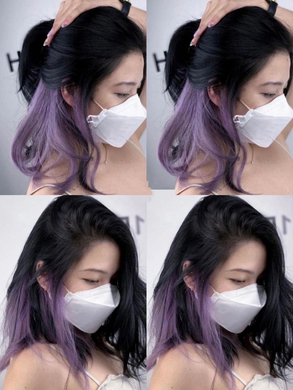 2023最新隐藏紫灰色挂耳染美到窒息神仙发色	"           紫色挂耳染