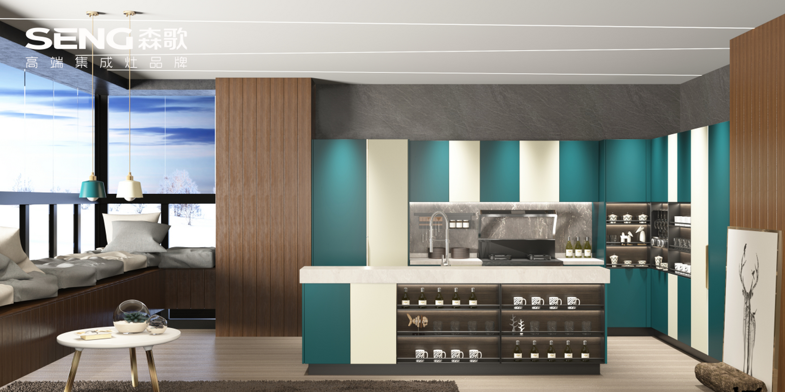 森歌不锈钢厨房整体橱柜哪一款适合开放式厨房?