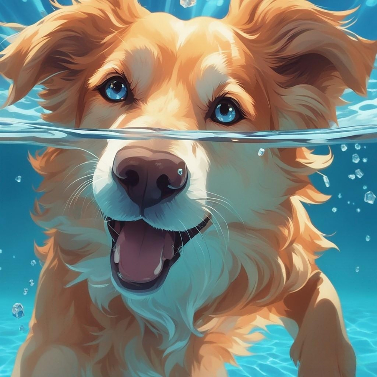 清新水汪汪——midjourney绘制的可爱狗狗微信头像  描述:这是一张