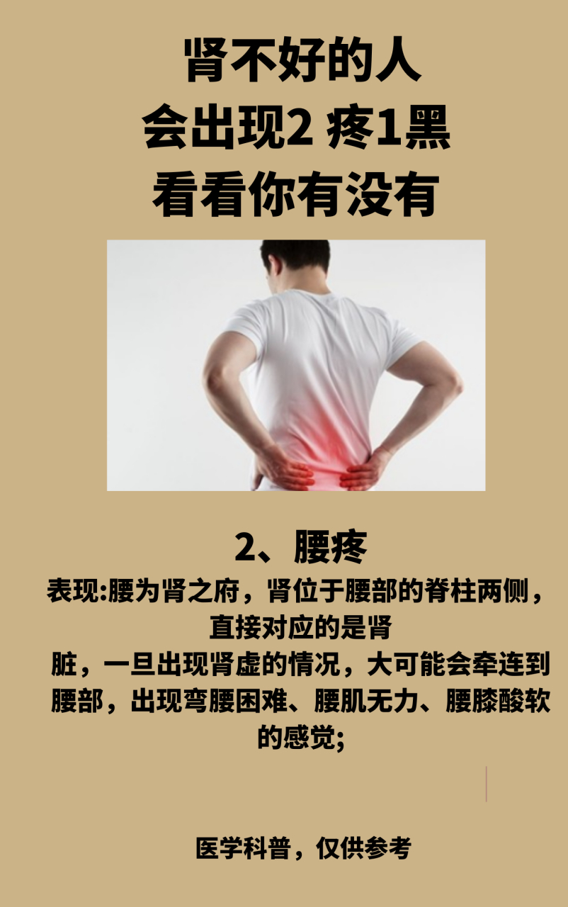中医# 肾不好的人,注意"两疼一黑",看看你有没有!#男科健康# #男科