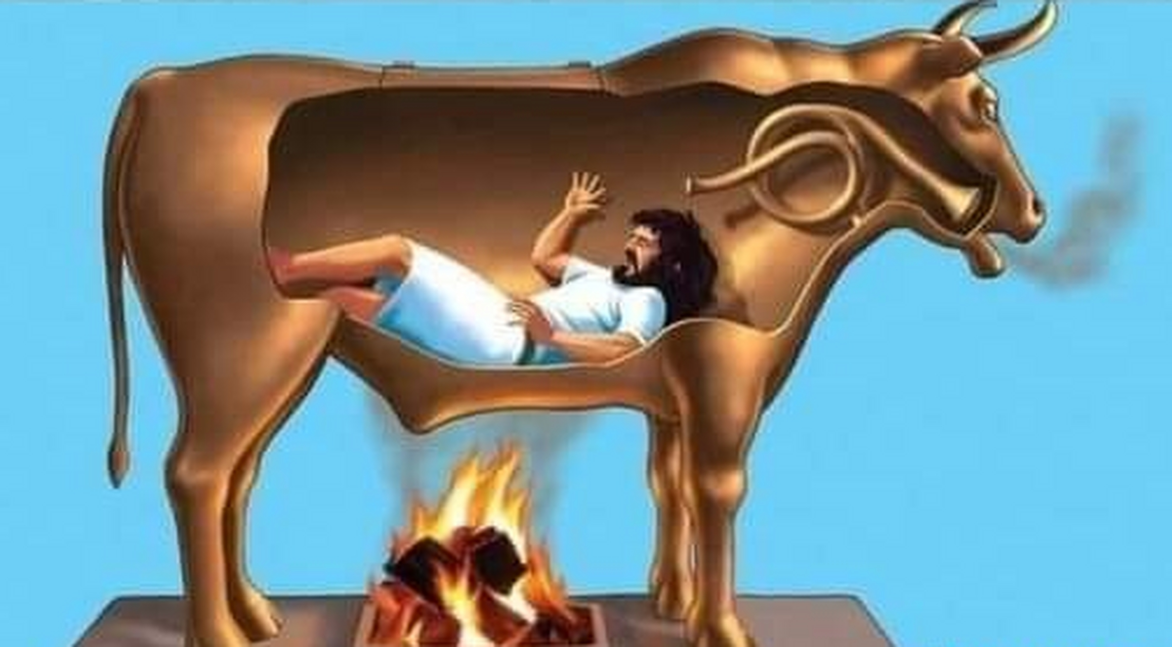 的佩里洛斯在公元前500多年发明了一种刑具,施刑时会把犯人锁进铜牛里