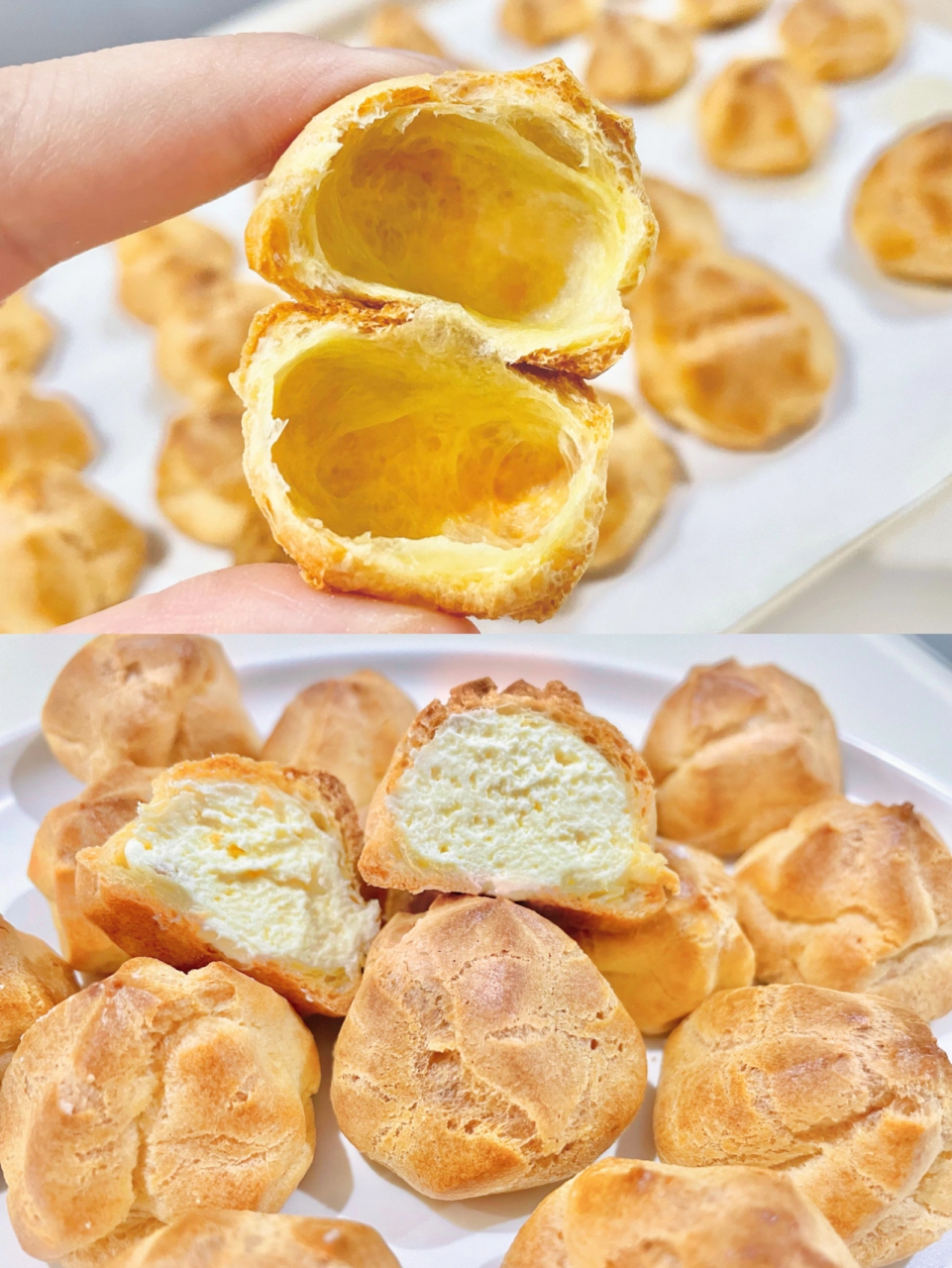 一口一个的奶油小泡芙,这个配方一次成功[小红花] 今天做了奶油小泡芙