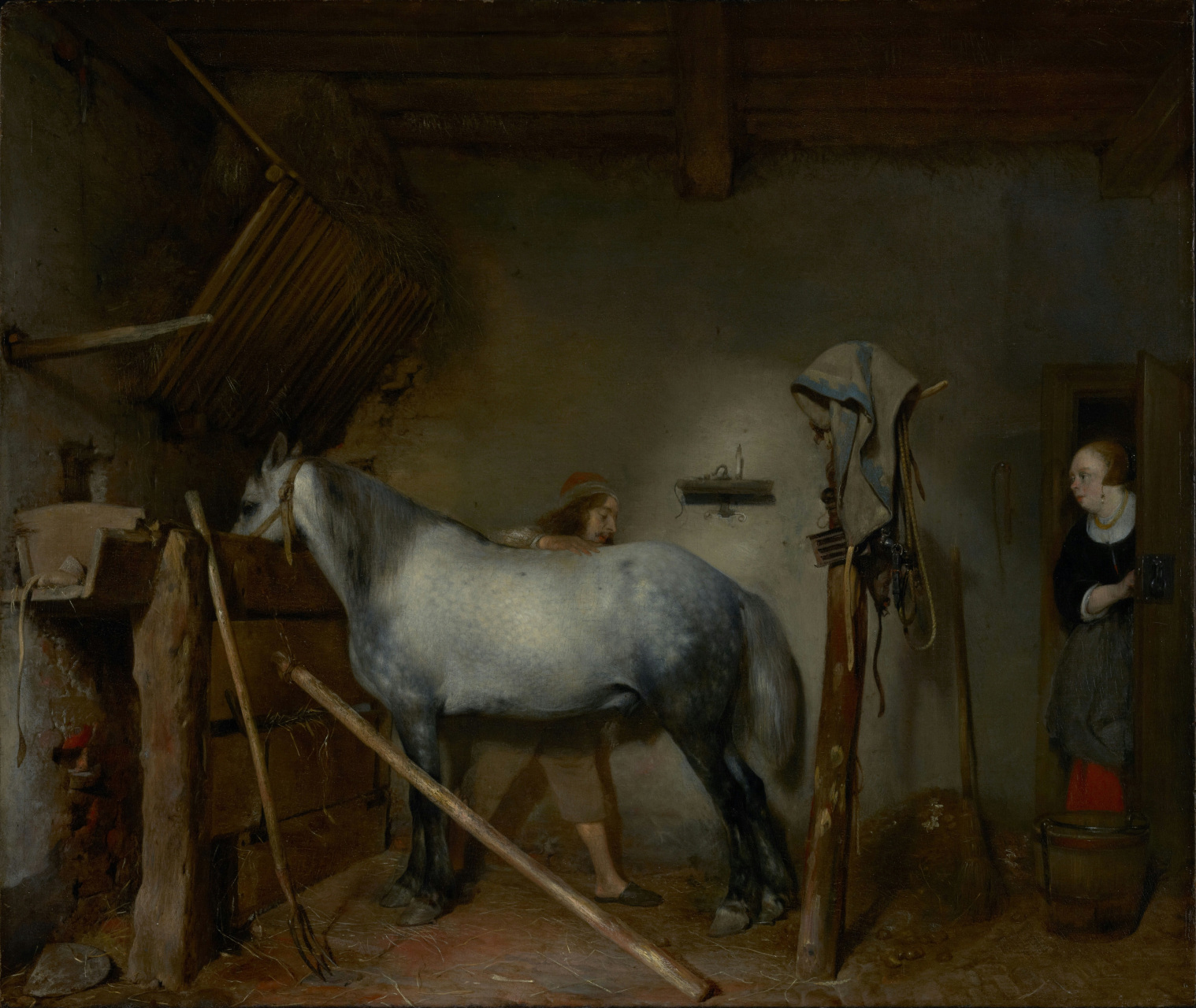 马厩 画作名称:horse stable 中文名称:马厩 画 家:gerard ter borch