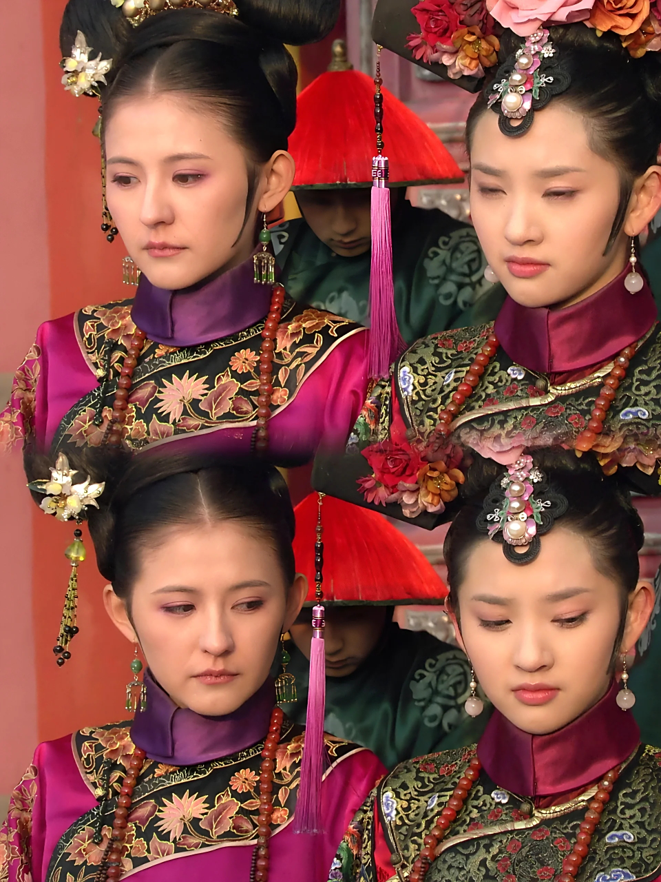 叶澜依服饰盘点91紫红团花吉服袍  和曹贵人是同一件吉服袍.