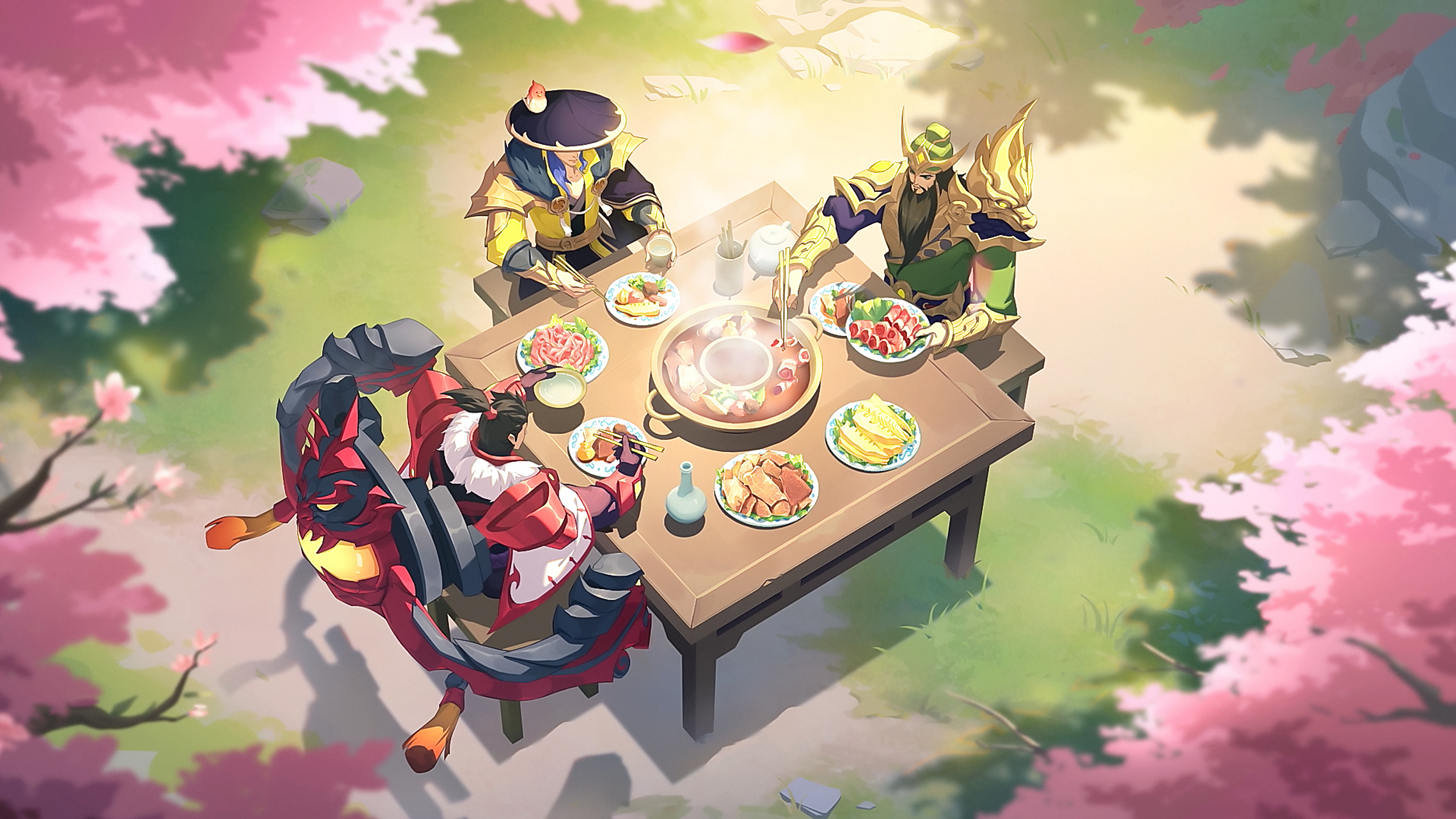 动漫壁纸|moba手游《王者荣耀》刘关张桃园结义高清壁纸:结桃园之义