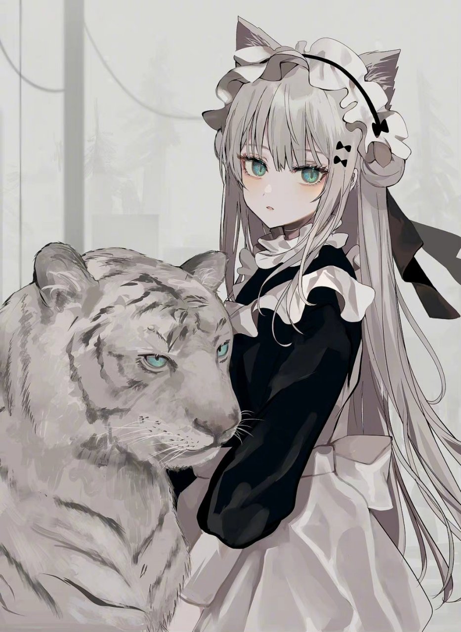 白发,猫耳,女仆,这简直太可爱了!