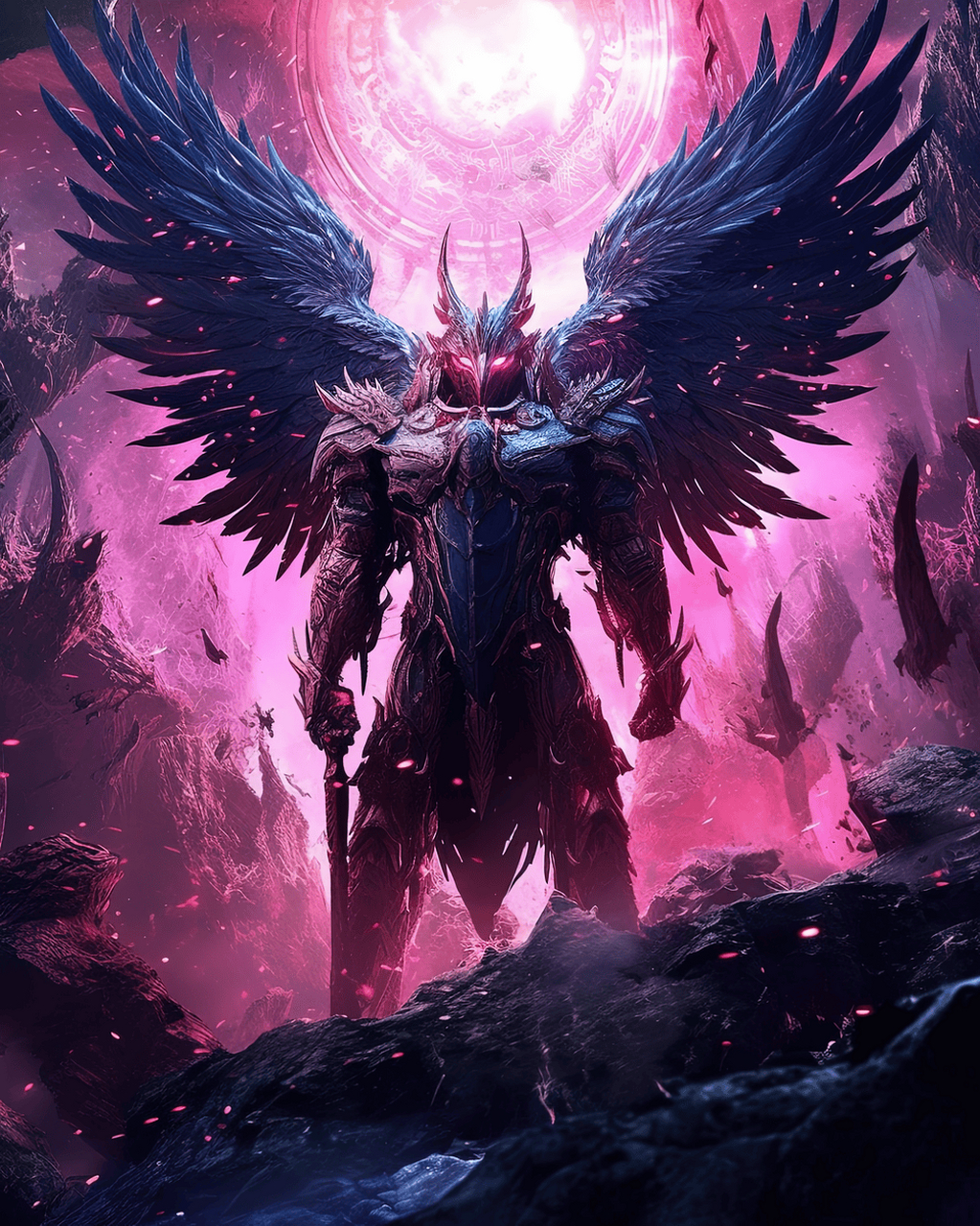 粉色的恶魔,带翅膀的幽灵,恐怖图!#ai绘画