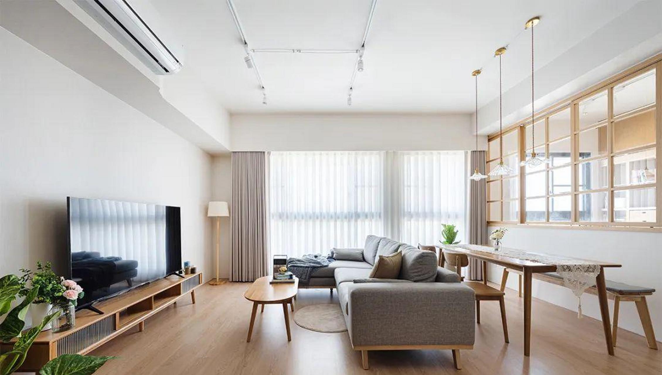 gif创作人# 92平米日式无印良品风格案例,三房两厅,一厨两卫,玄关柜