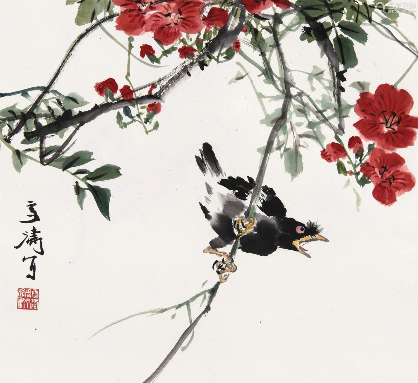 国画精品# 王雪涛画八哥出神入化.#中国画的写意之美