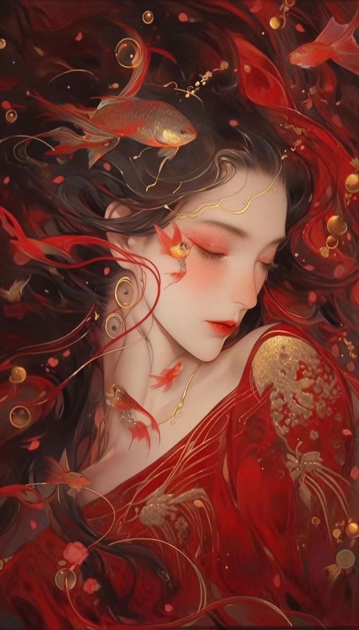 一组超级惊艳的红色系古风壁纸,"后来谁家喜宴重逢,佳人在侧,烛影摇红