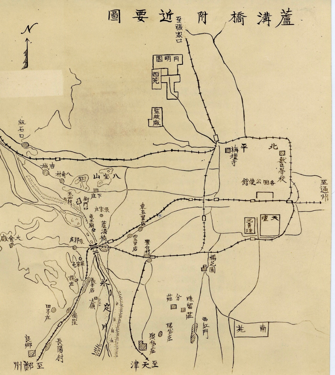 1937年,卢沟桥事变期间侵华日军绘制的北京地区和华北地区的军事要图