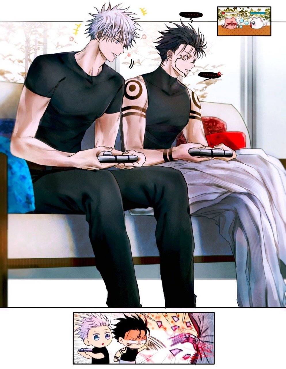 咒术回战# 五条悟和被两面宿傩占据身体的惠打游戏