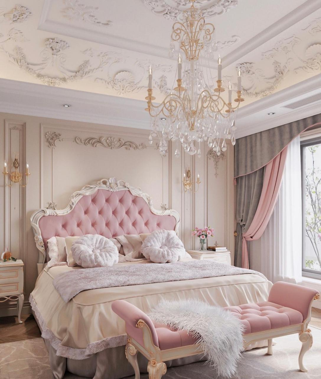 粉色仙女卧室,法式宫廷公主房  你喜欢这样的装修吗?喜欢点个赞吧
